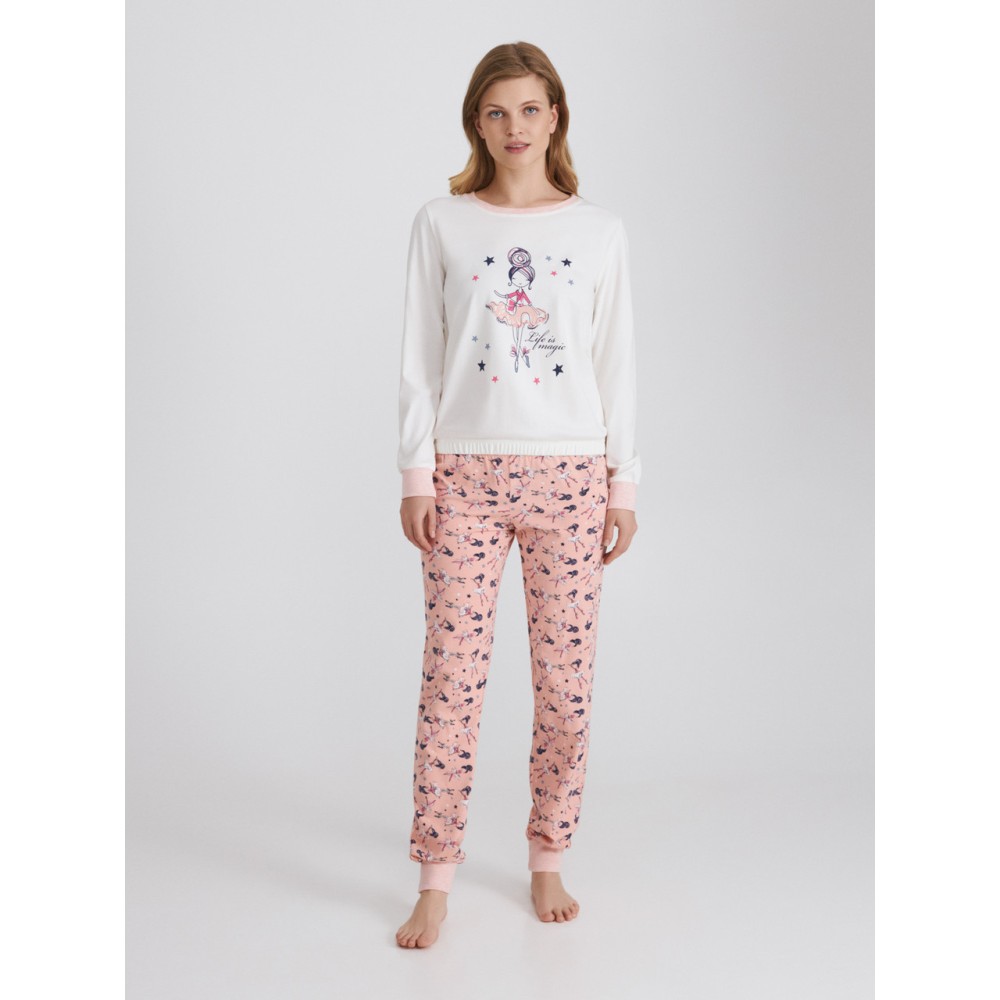 Женская пижама брюки хлопок Ellen LPK 0482/02/01 молочно-розовый