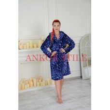 Жіночий флісовий халат Ankor stile 3103 темно-синій