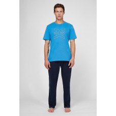 Мужская пижама брюки хлопок Atlantic NMP-344 голубой-темно-синий 