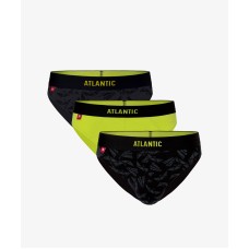 Комплект мужских трусов спорт хлопок Atlantic 3MP-121 графитово-зелено-черный