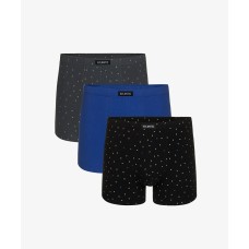 Комплект мужских трусов шорт хлопок Atlantic 3MH-163 графитово-голубо-черный