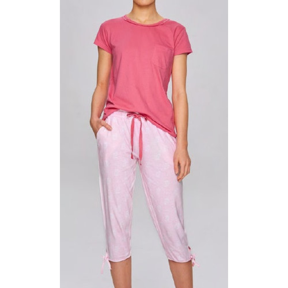 Женская пижама бриджи хлопок Atlantic NLP-461 розовый