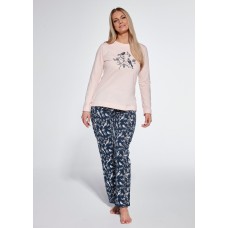 Жіноча піжама штани бавовна Cornette 768/363 персиковий-темно-синій