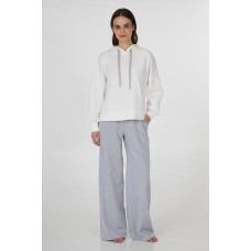 Женский домашний костюм брюки хлопок Ellen LPD 1886/01/04 бело-серый