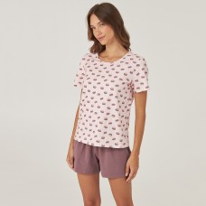 Жіноча піжама шорти бавовна Gofre LPK 2070/09/05 світло-рожевий-мокко