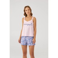 Жіноча піжама шорти бавовна Ellen LPK 4170/13/01 рожево-синій