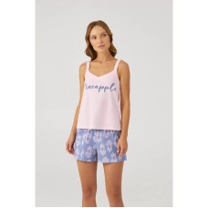 Женская пижама шорты хлопок Ellen LPK 4170/13/01 розово-синий 