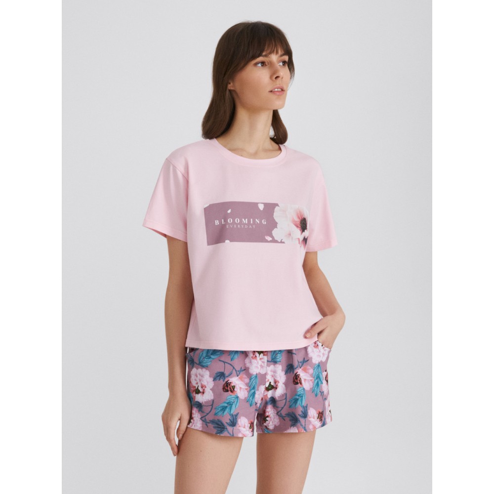Женская пижама шорты хлопок Ellen LPK 2970/01/01 розовый