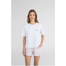 Женская пижама шорты хлопок Ellen LPK 2970/16/02 бело-розовый