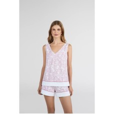 Женская пижама шорты хлопок Ellen LPK 4570/12/01 бело-розовый