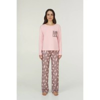 Женская пижама брюки хлопок Ellen LPK 0780/22/01 розовый-темно-бежевый