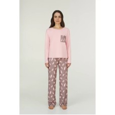 Жіноча піжама брюки бавовна Ellen LPK 0780/22/01 рожевий-темно-бежевий