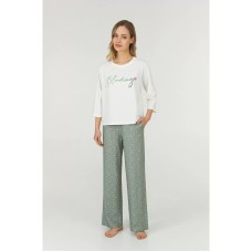 Жіноча піжама брюки бавовна Ellen LPK 0780/23/01 молочно-зелений