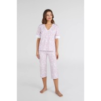 Женская пижама бриджи хлопок Ellen LPK 2690/02/01 бело-розовый