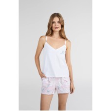Жіноча піжама шорти бавовна Ellen LPK 4070/25/01 біло-рожевий
