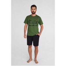 Мужская пижама шорты хлопок Ellen MPK 2071/01/02 зелено-черный