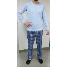 Мужская теплая пижама брюки хлопок Ellen MPF 0880/08//01 сине-голубой