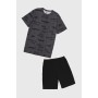 Фото  мужская пижама шорты хлопок ellen mpk 2071/01/03 темно-серый-черный