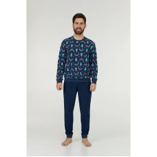 Мужская теплая пижама брюки хлопок Ellen MPK 0582/06/01 темно-синий 