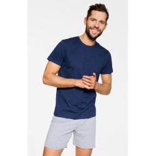 Мужская пижама шорты хлопок Henderson 39747-59X темно-синий-серый 