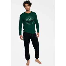 Мужская пижама брюки хлопок Henderson 40024-77X зелено-черный