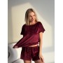 Фото  женская пижама шорты велюр julia фш-8 бордо