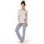Зображення  жіноча піжама штани бавовна key lns 672 бежево-синій