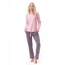 Жіноча піжама штани бавовна Key LNS 794 рожево-темно-сірий