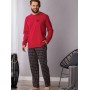 Фото  мужская пижама брюки хлопок key mns 432 красно-черная