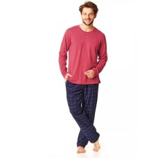 Мужская пижама брюки хлопок Key MNS 451 красно-темно-синий 