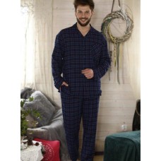 Мужская пижама брюки фланель Key MNS 458 темно-синий