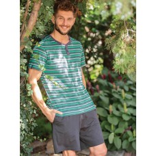 Пижама мужская шорты хлопок Key MNS 377 темно-серо-зеленый