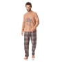 Фото  мужская пижама брюки хлопок key mns 421 коричневый 