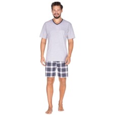 Пижама мужская шорты хлопок Regina 437 светло-серый 