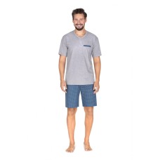 Пижама мужская шорты хлопок Regina 436 темно-сине-серый 