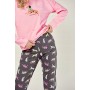 Фото  женская пижама брюки хлопок taro ruby 2986 розово-графитовый
