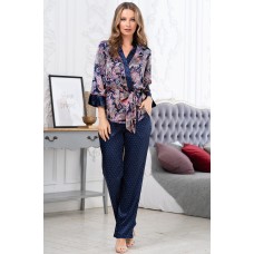 Жіноча шовкова піжама зі штанами Еттро 3518