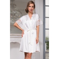 Жіночий шовковий халат білий Білий лебідь 3557