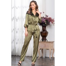 Жіноча піжама з брюками шовковаОлівія 3646