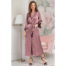 Довгий шовковий халат на гудзиках Олівія 3649-1