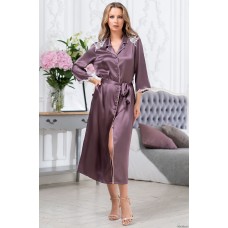 Довгий шовковий халат на гудзиках Бріджит 3689