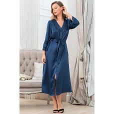 Довгий шовковий халат на гудзиках Фріда 3799