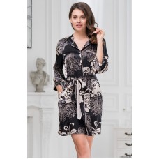 Жіночий атласний халат на ґудзиках Да Вінчі 8447