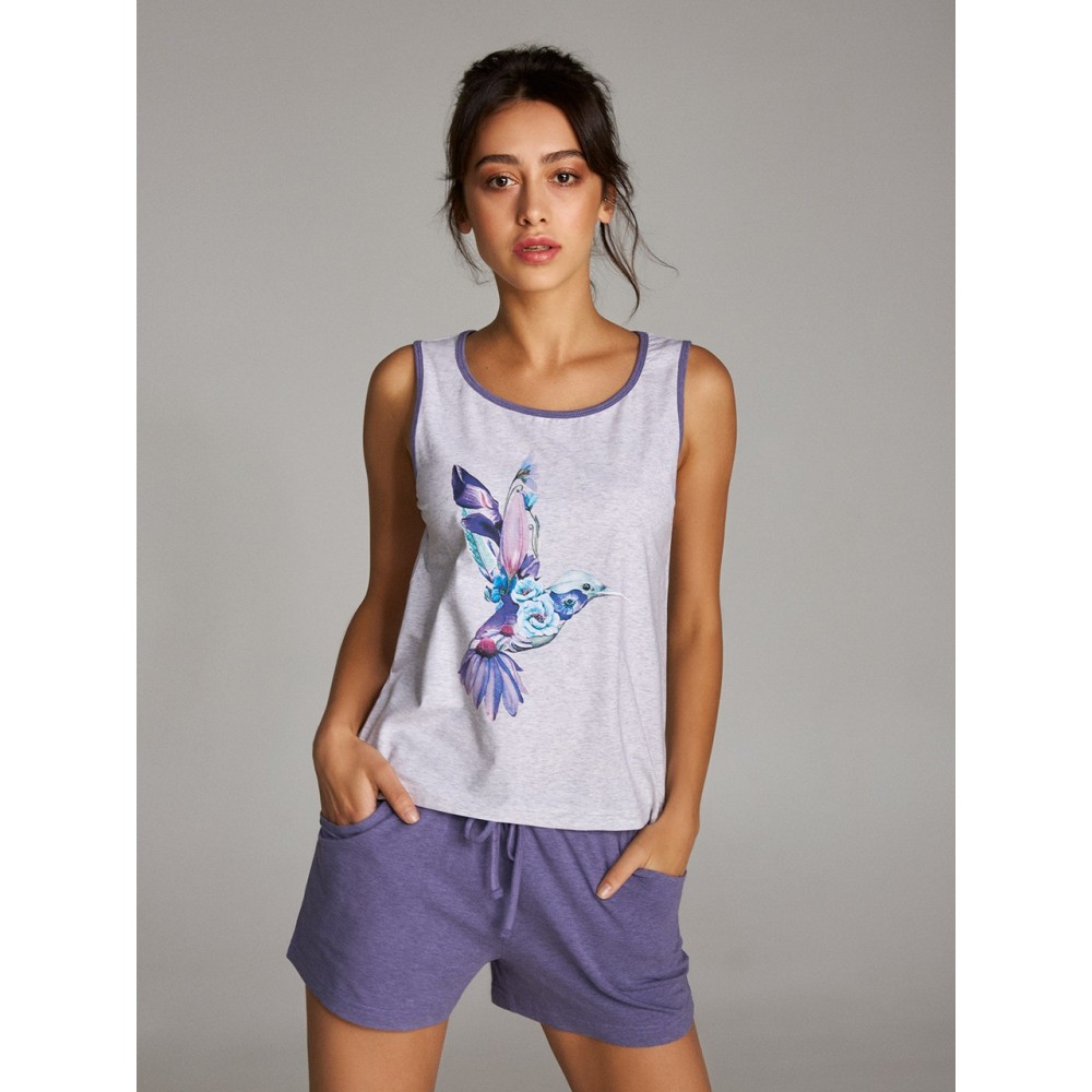 Женская пижама шорты хлопок Ellen LNP 239/002 фиолетовый 