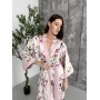 Зображення  жіночий халат кімоно довгий morning bloom рожеві квіти на молочному
