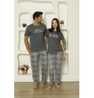 Парні піжами у стилі Family Look "Друзі" футболка та штани в клітину