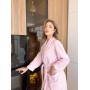 Фото  велюровий довгий жіночий халат in love pink