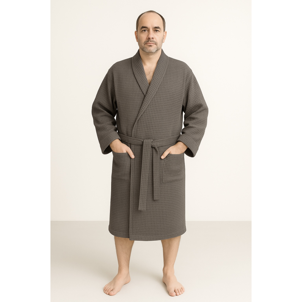 Зображення  вафельний халат унісекс обійми big size шаль