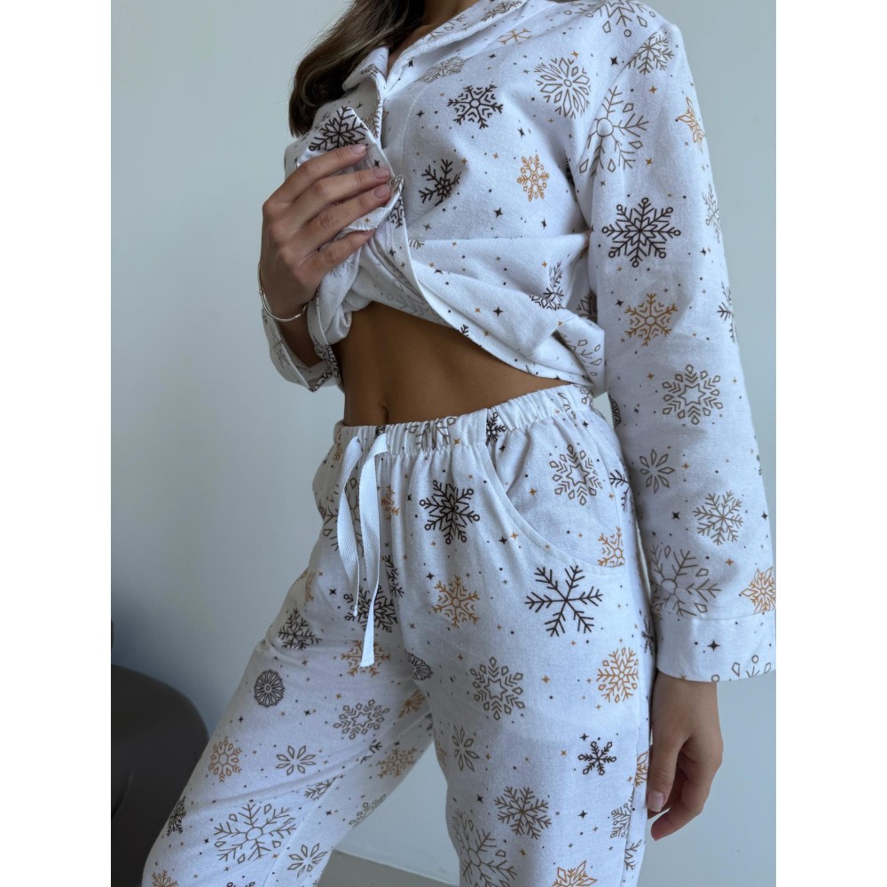 Зображення  домашня жіноча піжама cosy сніжинки (сорочка+штани)