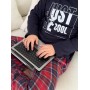 Фото  піжама чоловіча тепла just be cool (штани+лонгслів) прінт, клітина червоно-синя